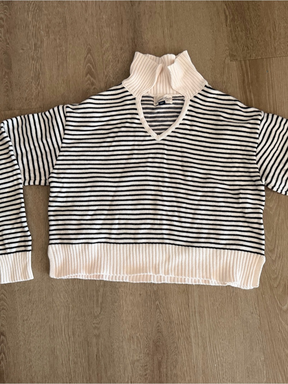 Striped Collared Crop Sweater